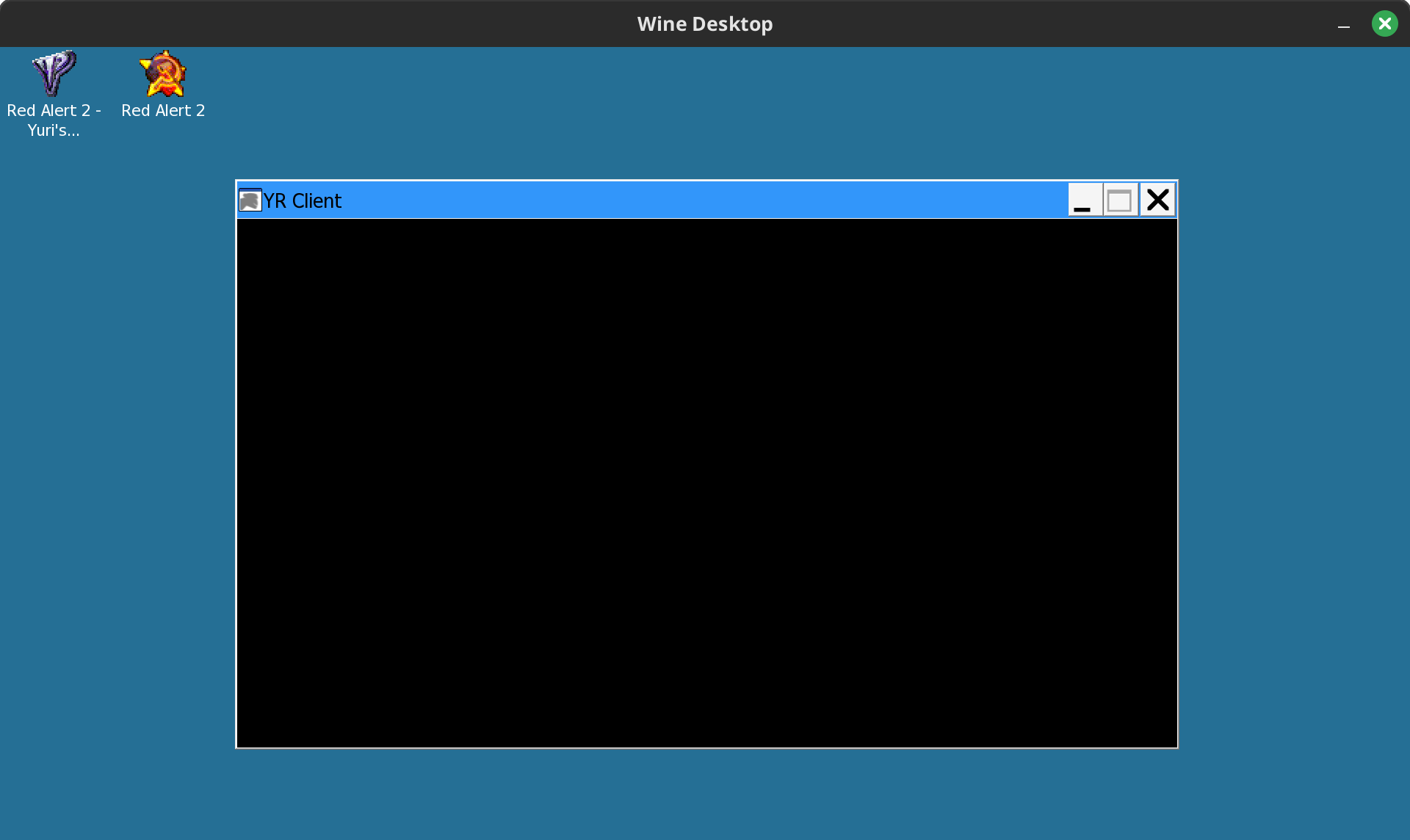 Screenshot of the YR Client Black Screen after installation.